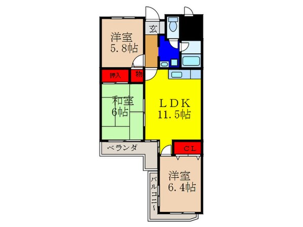 シュロス五月山Ⅱの物件間取画像